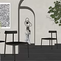 Elegant Modern Leisure Chairs With Side Table Green Plant And Decorative Art In Neutral Room
