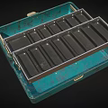 Teal Blue Metal Toolbox With Divided Compartments For Hardware Tools Organization