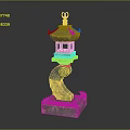 Traditional Green Decorative Lantern Furniture With Multi Tiered Structure And Square Base