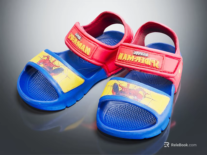 Kids Spider Man Sandals Red Blue Straps Comfortable Cartoon Design 3d model 