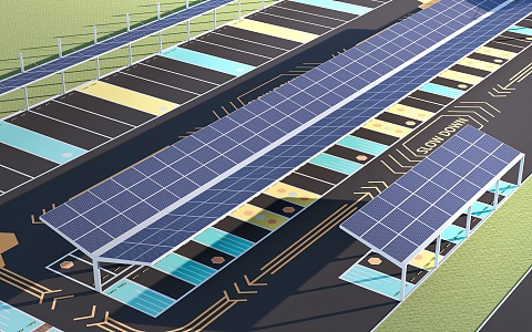 Solar car shed solar parking lot 3d model