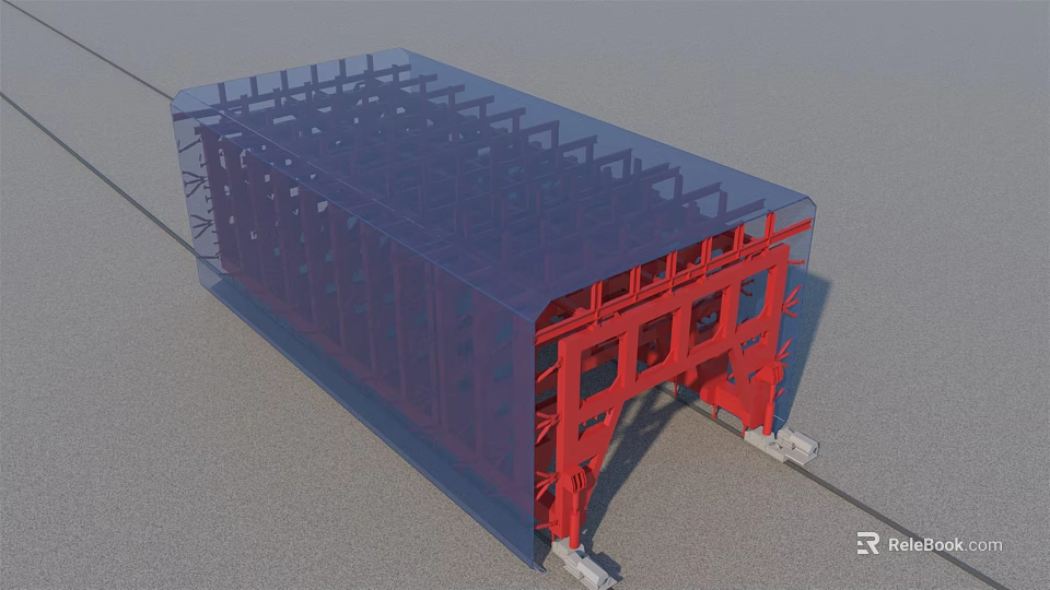 Utility Vehicle With Red Frame Blue Cover And Engineering Support Structure 3d model