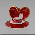 3D Red Heart Shaped Decorative Ornament With Golden Border And White Platform On Red Base
