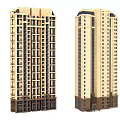 Modern Twin High Rise Residential Buildings With Beige Brown Exterior And Multiple Windows