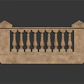 Classic Decorative Stone Railing With Pillars And Balusters For Platform Design 3d model
