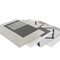 Modern Construction Components Featuring Black Crossed Lines And White Textured Surface Design 3d model