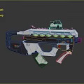 Futuristic Sci Fi Weapon With Sleek White Blue Design And Tactical Scope 3d model