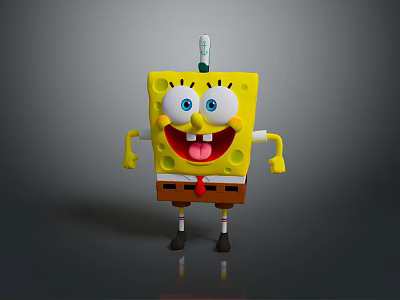 SpongeBob SquarePants Yellow Square Shaped Character With Big Smiling Eyes Red Tie And Brown Shorts 3d model