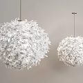 White Feather Like Spherical Pendant Lights Modern Fluffy Decorative Interior Design 3d model