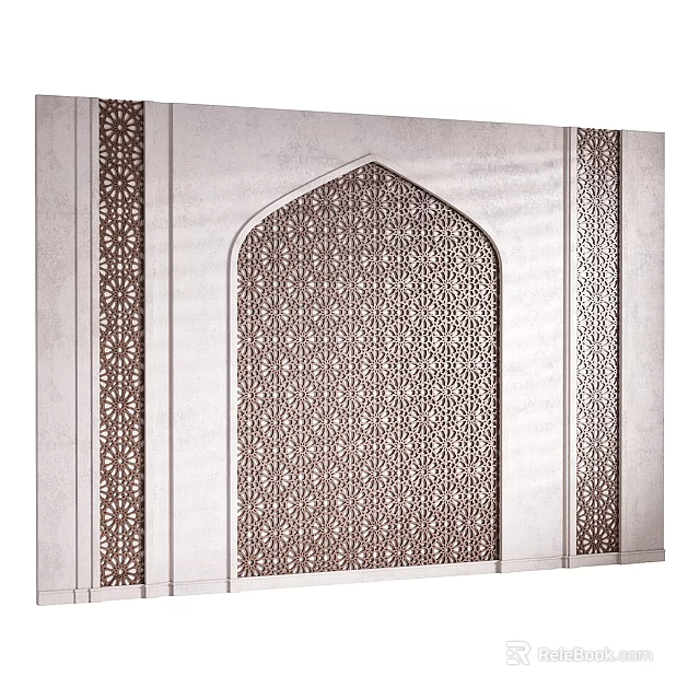 Ornate Architectural Decorative Panel With Arched Design And Intricate Geometric Patterns 3d model 