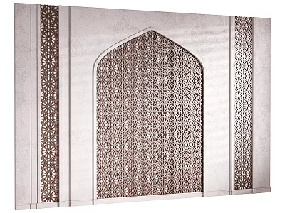 Ornate Architectural Decorative Panel With Arched Design And Intricate Geometric Patterns 3d model