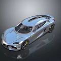 Silver Sports Car with Streamlined Body Yellow Wheels and Modern Futuristic Design