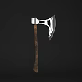 Medieval Battle Axe With Sharp Metal Blade And Wooden Handle 3d model