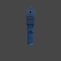 Game Movie Character's Colorful Pistol With Blue Yellow Stripes And Camo Grip