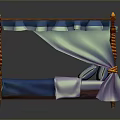 Elegant Ornate Four Poster Bed With Blue Mattress Gold Red Canopy And Decorative Bedposts