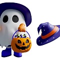 Cartoon Style Cartoon Pumpkin Halloween Style Halloween Witch Hat Halloween Pumpkin Halloween Scene 3d model