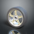 Car Parts Gray Performance Tire With Gold Multi Spoke Alloy Wheel