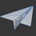 Light Blue 3D Paper Airplane With Grid Pattern On Dark Reflective Backdrop 3d model