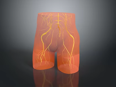Human Lower Limb Vascular System Anatomical Structure With Detailed Blood Vessel Network 3d model