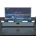 Futuristic Interactive Display With Touchscreen Interface And Cityscape Visuals 3d model