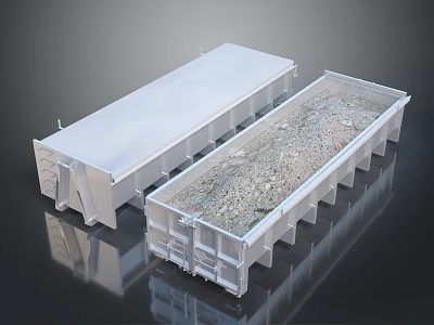 Heavy Duty White Metal Truck Cargo Containers With Empty And Gravel Filled Bodies For Transport Use 3d model