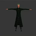 3D Character Model Wearing Black Long Coat With Sunglasses And Outstretched Arms