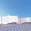 Modern White Office Building With Multi Storey Design And Numerous Windows 3d model