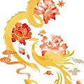 Elegant Traditional Chinese Dragon Phoenix Peony Pattern Wall Decor Art Design