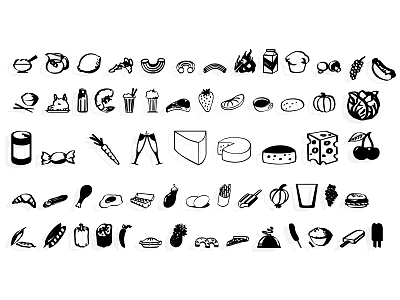 Food Themed Wall Decor With Simple Line Art And Various Food Illustrations 3d model