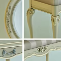 Elegant Sofa Bench With Striped Cushion And Carved Cream Legs