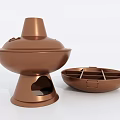 Copper Hot Pot Kitchenware With Lid And Divided Compartment For Home Cooking