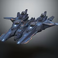 Futuristic Sci Fi Dual Spacecraft With Blue Lights And Dark Streamlined Design