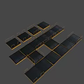 Metal Fences on Neatly Arranged Metal Platforms with Blue Background