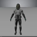 Futuristic Sci Fi Character Wearing Gray White Armor With Helmet And Gear