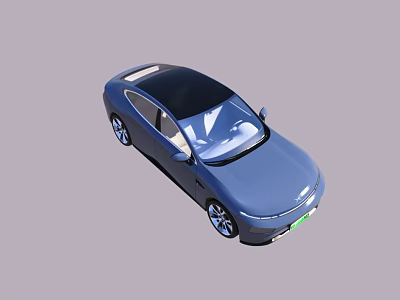 Blue Modern Sedan With Black Roof Streamlined Body And Alloy Wheels 3d model