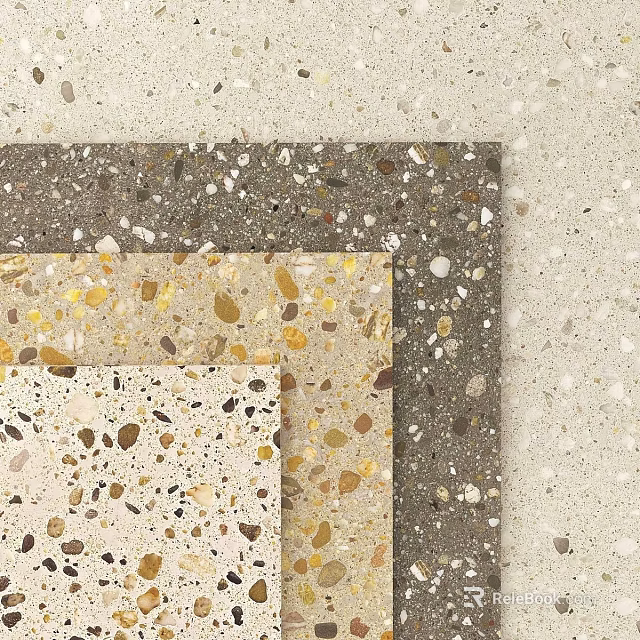 Colorful Terrazzo Components With Natural Stone Chips And Varied Patterns For Interior Design 3d model 