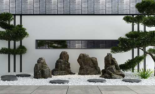 New Chinese Landscape Setches Courtyard Landscape Setches 3d model