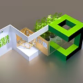 Green Building Photo Check In Spot With 3D Structure And Plants Exhibition Area