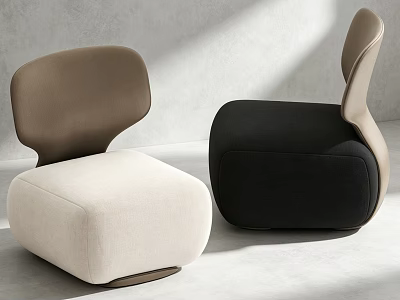 Modern Two Tone Fabric Upholstered Leisure Chairs With Ergonomic Curved Backrest For Cozy Home Use 3d model