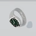 Elegant Silver Strap Watch With Green Dial Black Hands And Markers