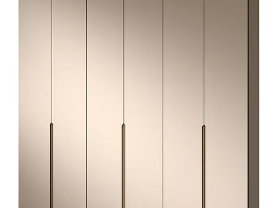 Modern Wardrobe Design With Light Panel Doors And Vertical Metal Handles 3d model
