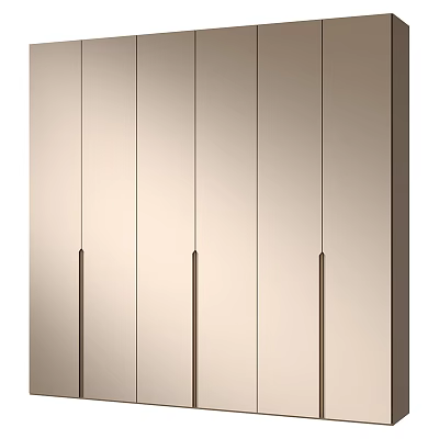 Modern Wardrobe Design With Light Panel Doors And Vertical Metal Handles 3d model