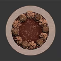 Delicious Chocolate Cake With Drizzle Cream Swirls And Truffles On Serving Plate