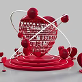 Red Heart Shaped Decoration With Anyu Text And 520 Love Theme Stand