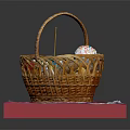 Daily Life Essentials Wicker Basket With Decorative Fabric On Pink Mat
