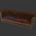 Elegant Two Seater Leather Sofa With Tufted Design And Rolled Arms