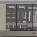 Modern Glass Door Wardrobe With Hanging Clothes Folded Items And Storage Drawers