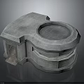 Vintage Gray Stone Architecture Component Featuring Circular Recess And Layered Design 3d model