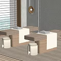 Modern Massage Bed With Wooden Frame Stools Towels And Decorative Wall In Bright Room