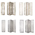 Modern Folding Room Dividers With Laser Cut Geometric Patterns And Metal Frames 3d model